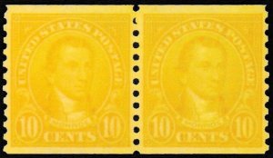 U.S. Scott # 603 PR, 10¢, 1924, PSE Cert, VF 80, Mint, OGnh, Coil Pair, Orange