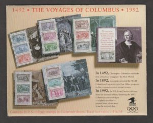 U.S. Scott #2624-2629 Columbus Stamps - Mint NH Souvenir Sheets