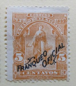 A6P38F199 Salvador Official Stamp 1899 blue optd 5c mh*