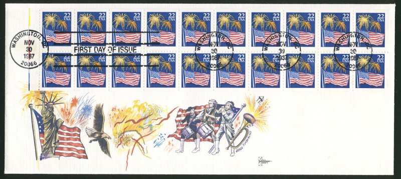 US #2276 Fireworks over Flag, FDC, nice cover with rare complete booklet, Nice!