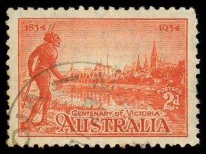 AUSTRALIA Sc 142 VF/USED - 1934 2p Yarra Yarra Tribesman - Perf 10½ - Sound