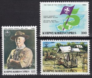 1982 Cyprus 572-574 75 years of Scouting