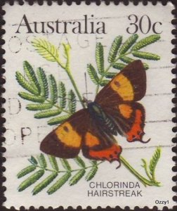 Australia 1983 Sc#875A, SG#792a 30c Chlorinda Hairstreak Butterfly USED