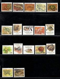 AUSTRALIA SC# 784-800 (ALL ARE LITHO) FVF/MNH