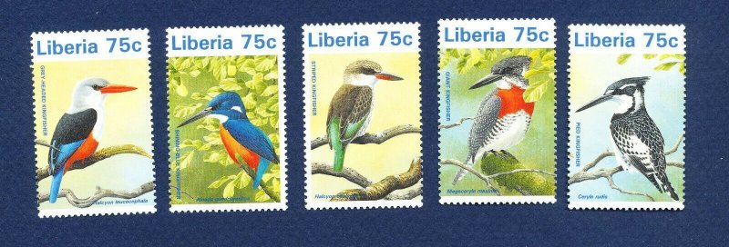 LIBERIA - Scott  1233 (5 different) - FVF MNH - BIRDS - 1996