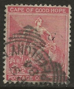 Griqualand West 1878 Hope 1d Rose 'G' Ovpt (t) Scott #93 VG Used CV $14.50