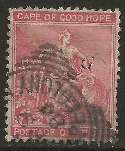 Griqualand West 1878 Hope 1d Rose 'G' Ovpt (t) Scott #93 VG Used CV $14.50