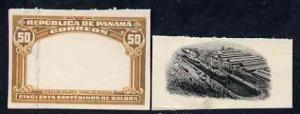 Panama 1918 cut down die proofs of 50c frame & centre...