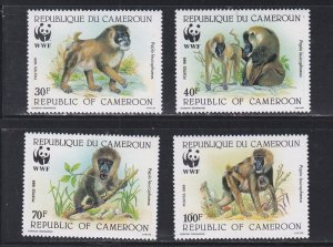 Cameroun # 843-846, WWF - Baboons, Mint NH, 1/2 Cat.