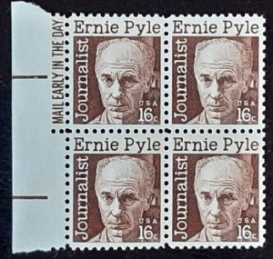 US Scott #1398; 16c Ernie Pyle from 1971; MNH, og; VF/XF ; Block of 4