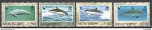 1990 Montserrat Wwf Fauna Dolphins #706-09 Michel 16 Euro 1Set ** Tk015