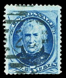 Scott 185 5c Blue Taylor Soft Paper Issue Used Fine Cat $16