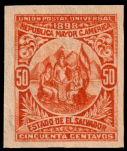 ✔️ EL SALVADOR 1898 - UPU ALLEGORY IMPERFORATED WM117 Sc. 154 MNH ** [6.1]