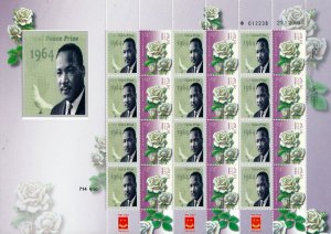 ISRAEL 2014 MARTIN LUTHER KING NOBEL PRIZE FOR PEACE 50th ANNIVERSARY SHEET MNH