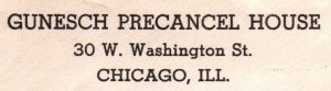 GUNESCH PRECANCEL HOUSE CHICAGO ILLINOIS CORNER CARD 3c RATE CRYSTAL LAKE 1941