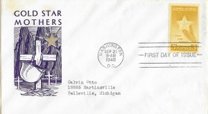 1948 FDC, #969, 3c Gold Star Mothers, McCawley