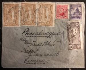 1936 Asuncion Paraguay Airmail Registered Cover To Prague Czechoslovakia