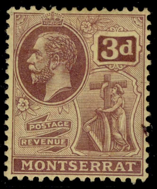 MONTSERRAT GV SG74, 3d purple/yellow, M MINT.