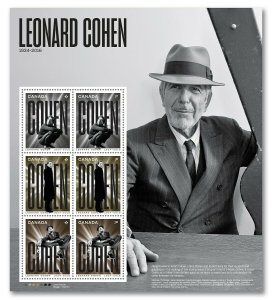 sq. LEONARD COHEN = Miniature sheet of 6 stamps Canada 2019 MNH