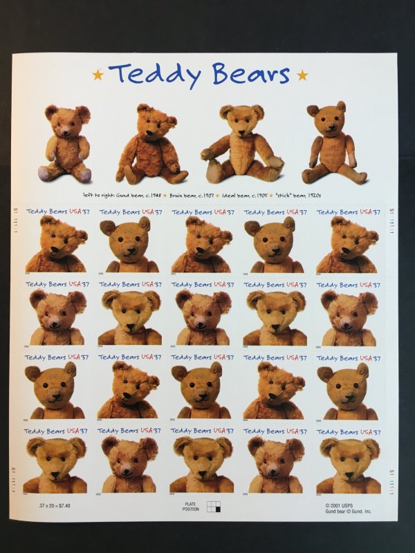 2002 sheet Teddy Bears Sc# 3653-56