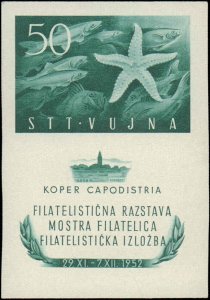 Yugoslavia-Trieste #65a, Complete Set, 1952, Marine LIfe, Hinged