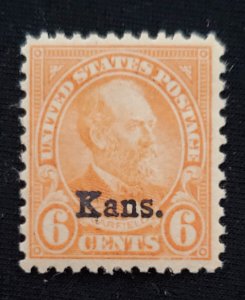 US 664, Garfield, Kans. overprint, 1929, MH, Cat vlue - $25.00