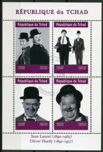 Chad Famous People Stamps 2019 CTO Stan Laurel & Oliver Hardy Actors 4v M/S