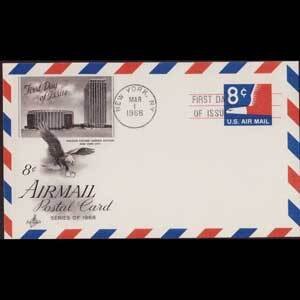 U.S.A. 1968 - Pre-stamped card-Air Mail 8c