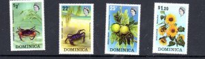 DOMINICA #368-371 1973 CRABS, BREADFRUITS & SUNFLOWER MINT VF NH O.G