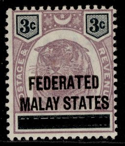 MALAYSIA - Federated Malay QV SG3, 3c dull purple & black, M MINT.