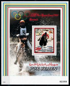 [77813] Yemen PDR 1983 Olympic Games Los Angeles Equestrian Horses Sheet MNH