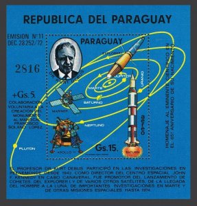 Paraguay C405,MNH.Michel 2638 Bl.241. Dr Kurt Debus,space scientist,1975.