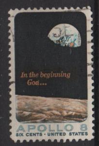 USA 1969 - Scott 1371 used - Moon Surface & Earth, Appolo 8 