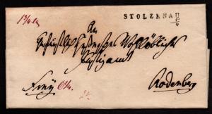 $German Stampless Cover, Stolzenau-Redenberg (Stempel-Taxe) free-frank inside