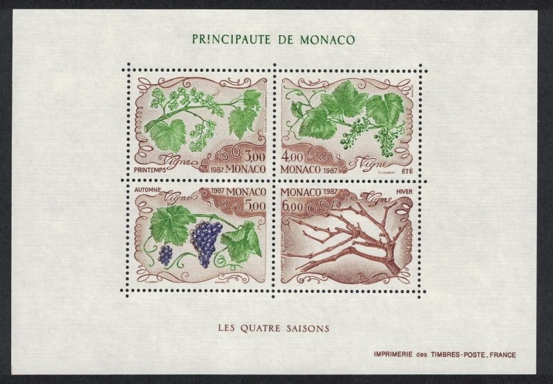 Monaco Seasons of the Vine MS 1987 MNH SG#MS1822 MI#Block 36