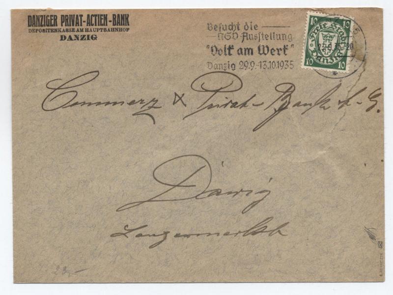 1935 Danzig locally mailed cover Scott 173 [y2372]