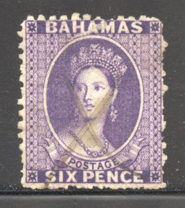 Bahamas Scott 14 Used H - 1863 6p Queen Victoria - SCV $85.00