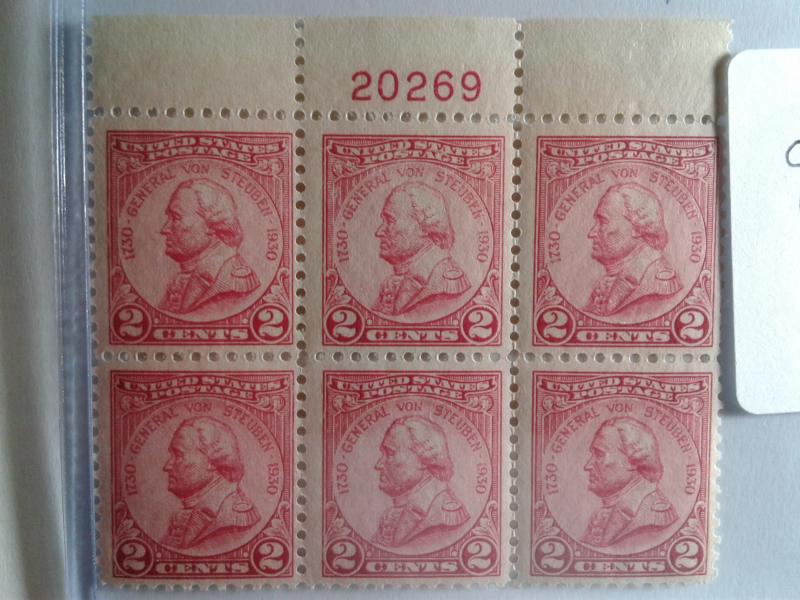 SCOTT # 689 PLATE BLOCK OF 6 GEM MINT NEVER HINGED VAN STEUBEN ISSUE  1930