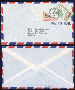 Cayman Islands 1963 1s BISECT + 6d 1s rate airmail cover to USA HELL MY 27 63 p