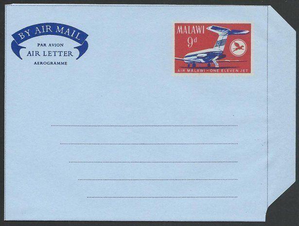 MALAWI 9d Air Malawi airletter - fine unused...............................50231