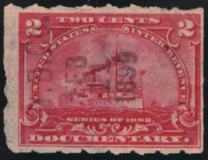 R164 2¢ Documentary Stamp (1898) Used/Date Stamp