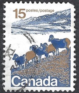 Canada #595 15¢ Mountain Sheep (1972). Perf. 12 1/2 x 12. Used.