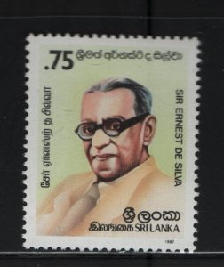 SRI LANKA 854 Hinged, 1987 Sir Ernest de Silva, Banker, Philatelist