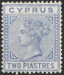 Cyprus #22a Queen Victoria Die A 2 Piastres Blue British Commonwealth 1882 MH
