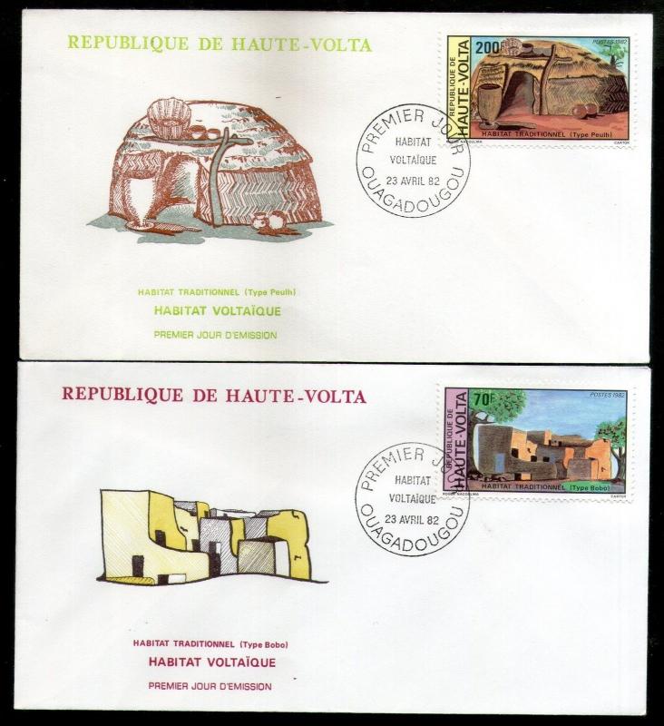 Burkina Faso 1982 Traditional Houses Architecture Sc 595-99 FDCs # 16389