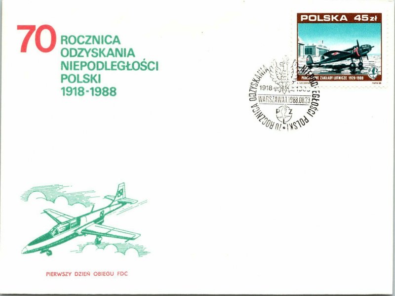 Poland 1988 FDC - 70th Anniversary of Poland's Independence - F12619