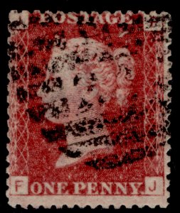 GB QV SG44, 1d lake-red PLATE 133, USED. Cat £11. FJ