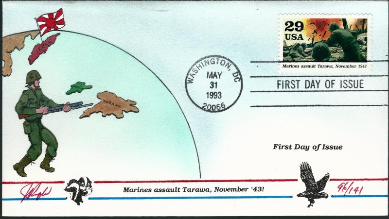 Beautiful Pugh Designed FDC Marines Assault Tarawa  #96 of 141