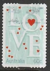 2012 Australia - Sc 3617 - used VF - 1 single - Love and hearts