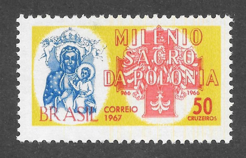 Brazil Scott 1034 MNHOG - 1967 Adoption of Christianity in Poland Millenium